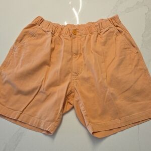 Men's Peach Flat-Front Cotton Shorts with Elastic Waistband